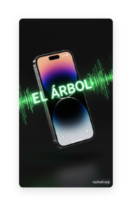 Frase EL ÁRBOL activando ondas de sonido digitales en iPhone con control por voz activado